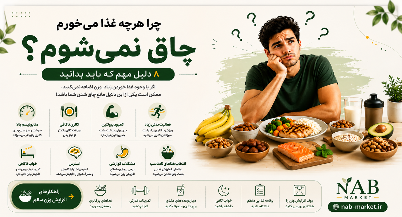 چرا هرچه غذا می‌خورم چاق نمی‌شوم؟ ۸ دلیل مهم و راهکارهای مؤثر