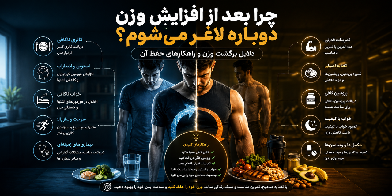 چرا بعد از افزایش وزن دوباره لاغر میشوم؟ | ۱۰ علت مهم برگشت وزن + راهکارهای جلوگیری